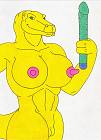 Female Tyrannosaur is ready for self pleasure