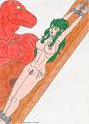 Lum gets stretched by Ghengis Rex