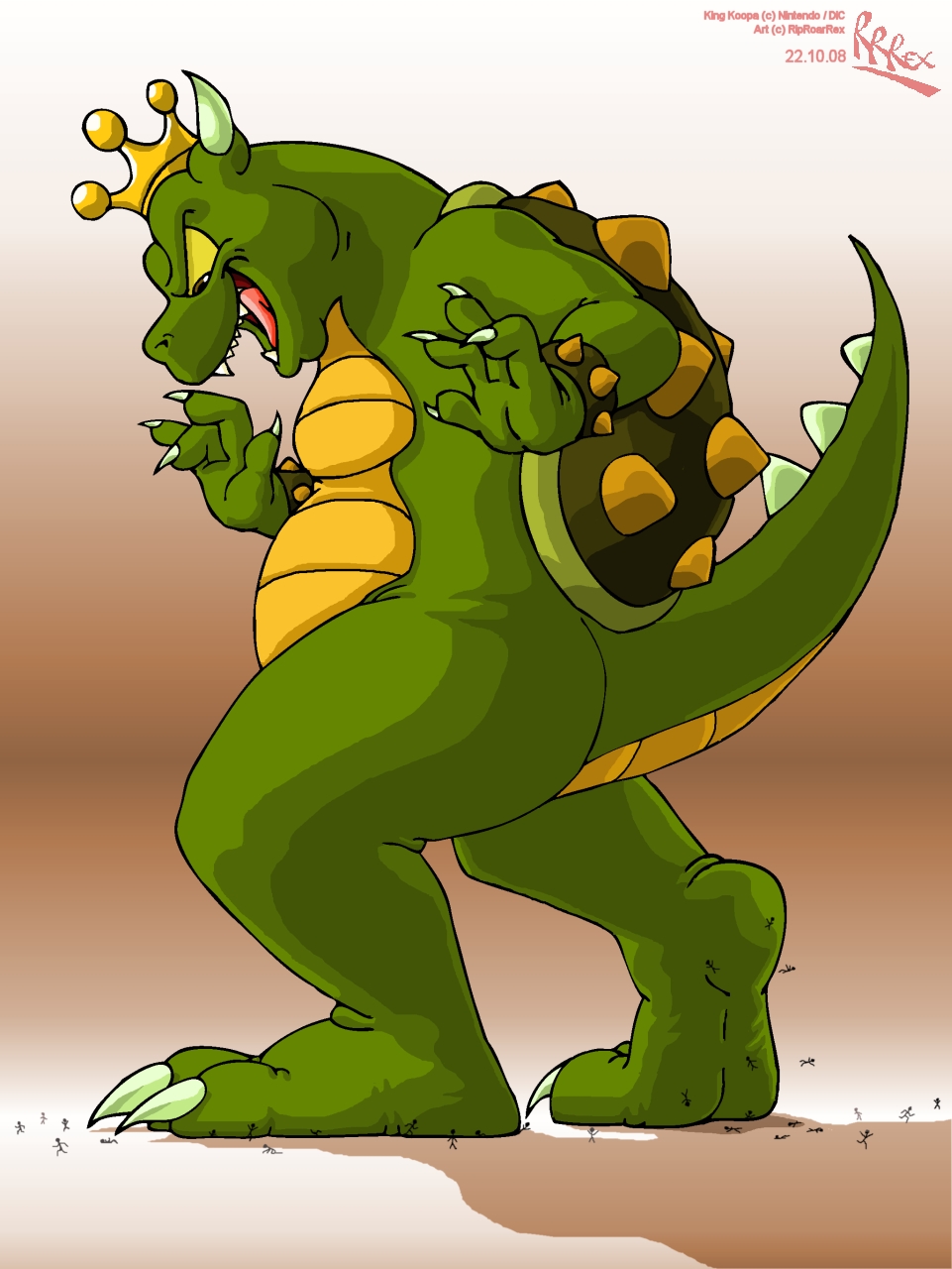 King Koopa trampling some tiny creatures... and rather enjoying himself in ...